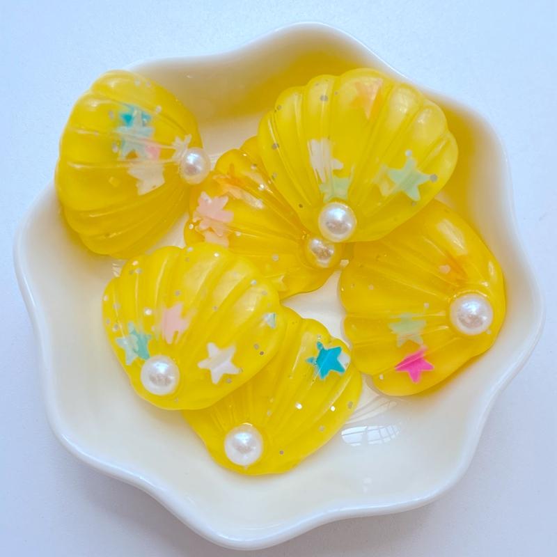 10Pcs New Cute 25*28mm Pearl Shell Flat Back Resin Cabochons Scrapbooking DIY Jewelry Craft Decoration Accessorie