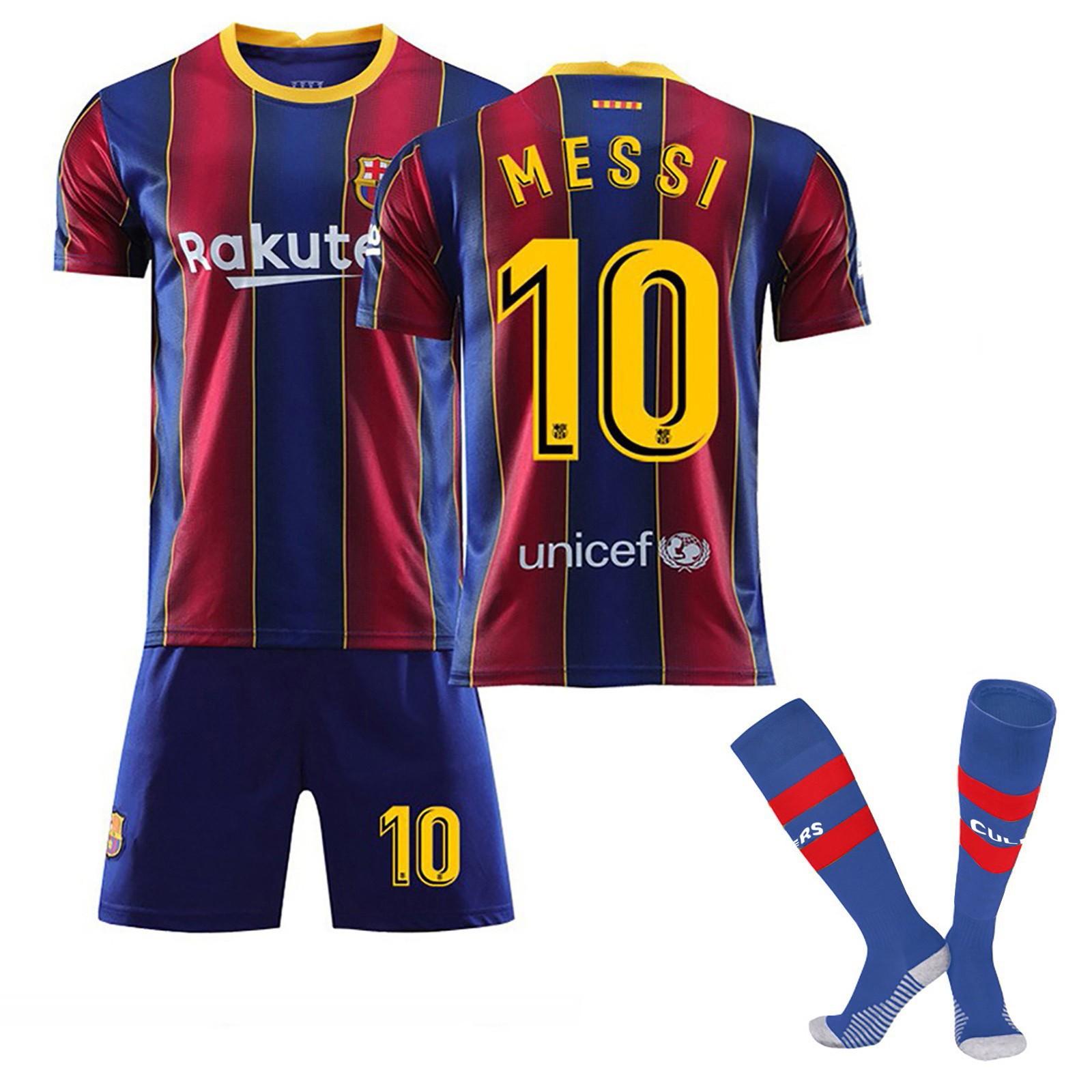 Set di tute da allenamento da calcio per bambini della maglia del Barcellona Messi 20/21 classica 24 rosso