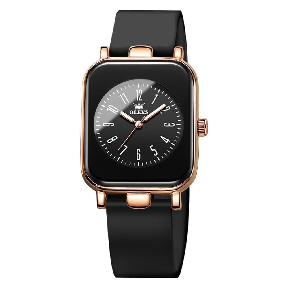 OLEVS Women s Classic Quartz Watch Waterproof Silicone Band Easy-to-Read Design for Women