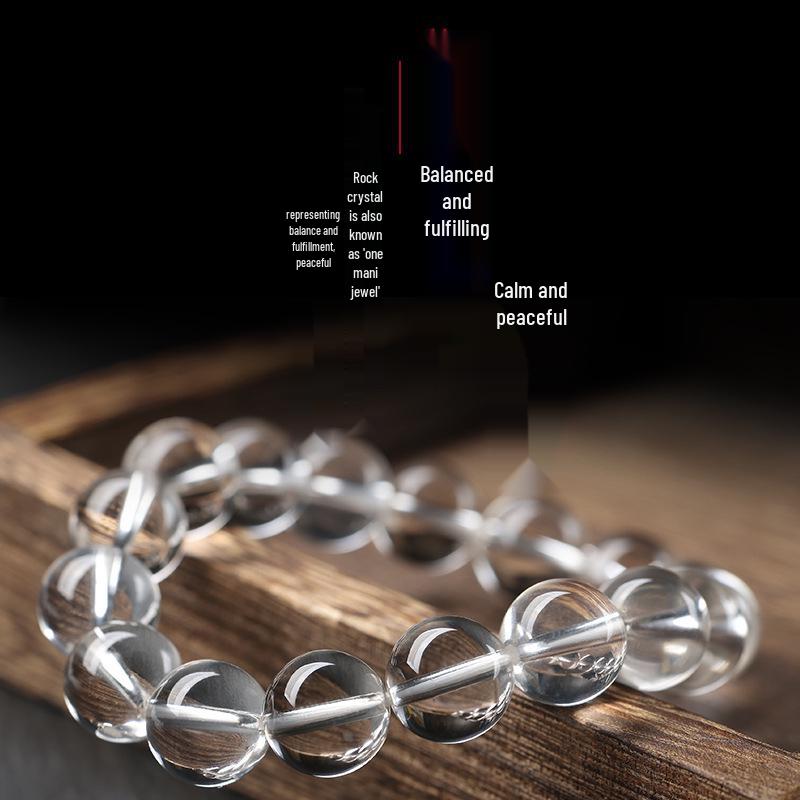 Clear Donghai White Crystal Bracelet - Round Beads, Unisex