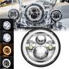 Universal 7" Round Head Light 7 Inch Motorcycle LED Headlight H4 Lamp Hi/Lo Beam Turn Signal For Cafe Rar Bobber Honda