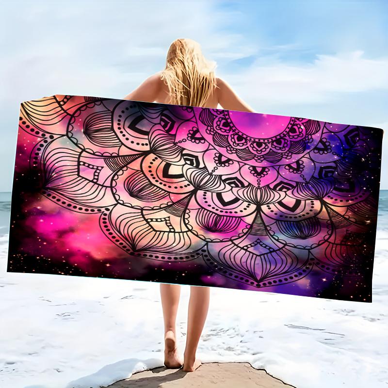 

Microfiber Beach Towel Exquisite Prints Thin Quick Dry Absorbent Oversized Towel for Beach Swimming Camping Yoga Bath Sports W40*H60(CM)