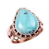 Natural Tibetan Turquoise Gemstone 925 Solid Silver Two Tone Ring Size 10US j4D44