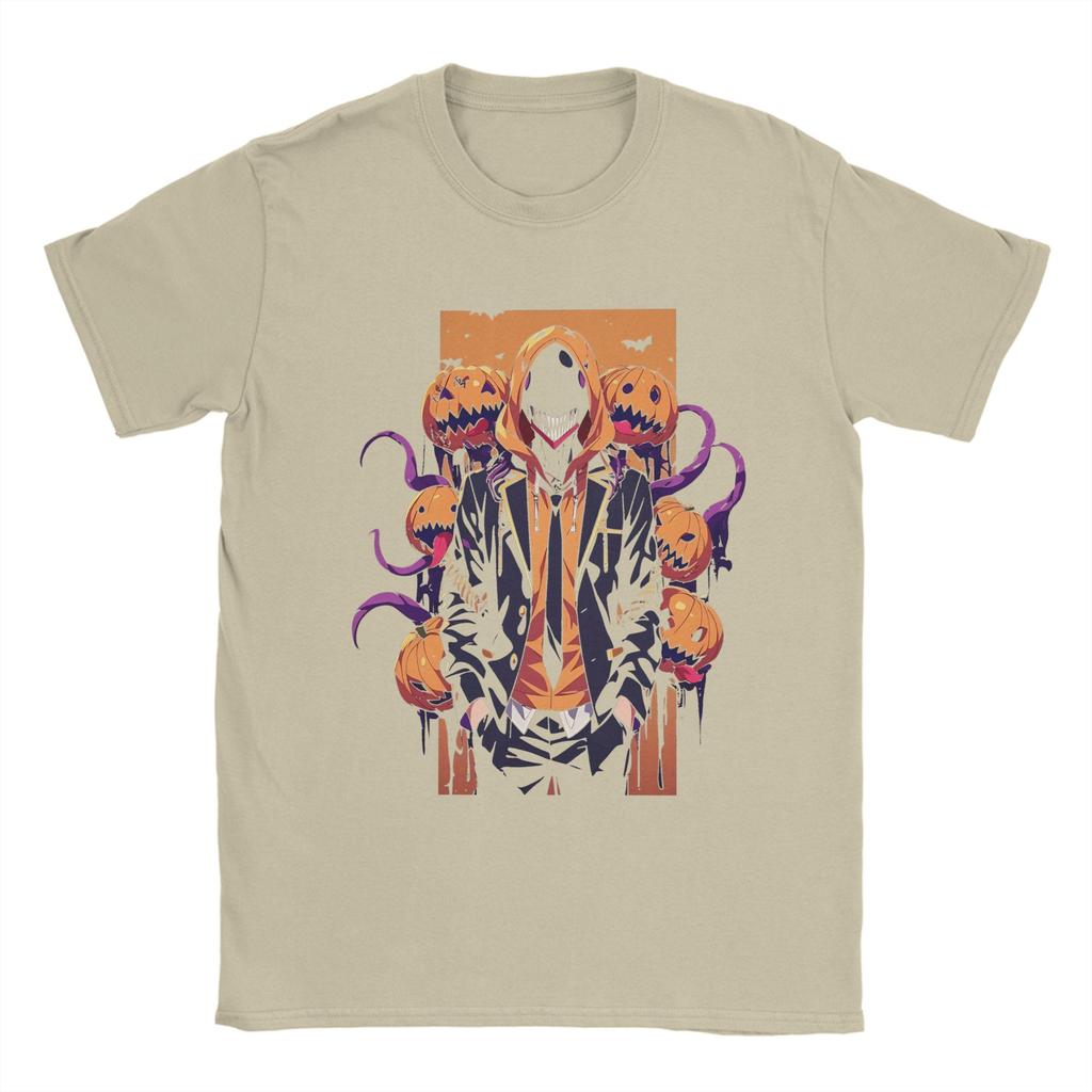 Chainsaw Man Halloween Denji And Pumpkin T Shirts Men Cotton Vintage T-Shirt Round Collar Tee Shirt Short Sleeve Tops Plus Size