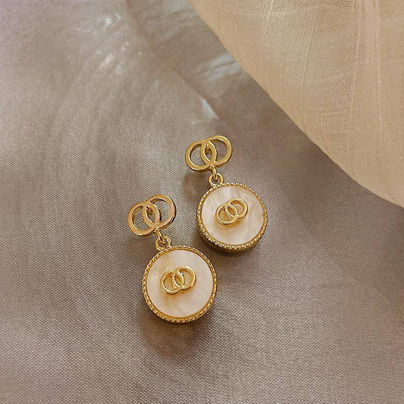 Vintage French-Style Silver Needle Earrings - Women's Elegant Studs with Retro Court Charm