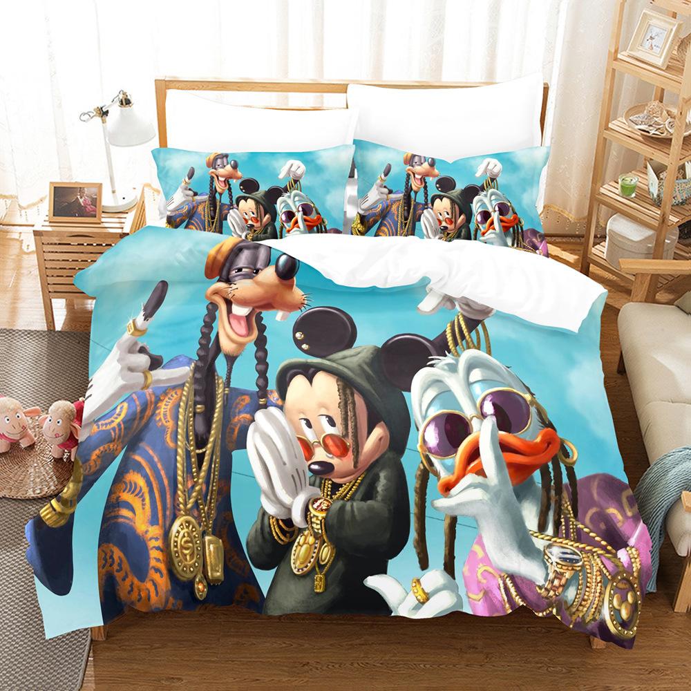 3D Cartoon Animation Bedding Three-Piece Digital Printing Microfiber Polyester Cotton Quilt Cover