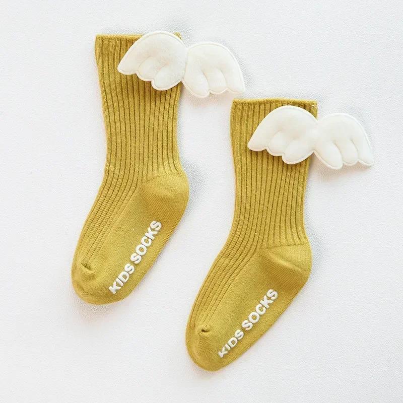 Newborn Sock Anti-slip Creative Wings Silicone Non-Slip Baby Knee Length Sock Mid Tube Children's Angel Floor Socks for Toddler