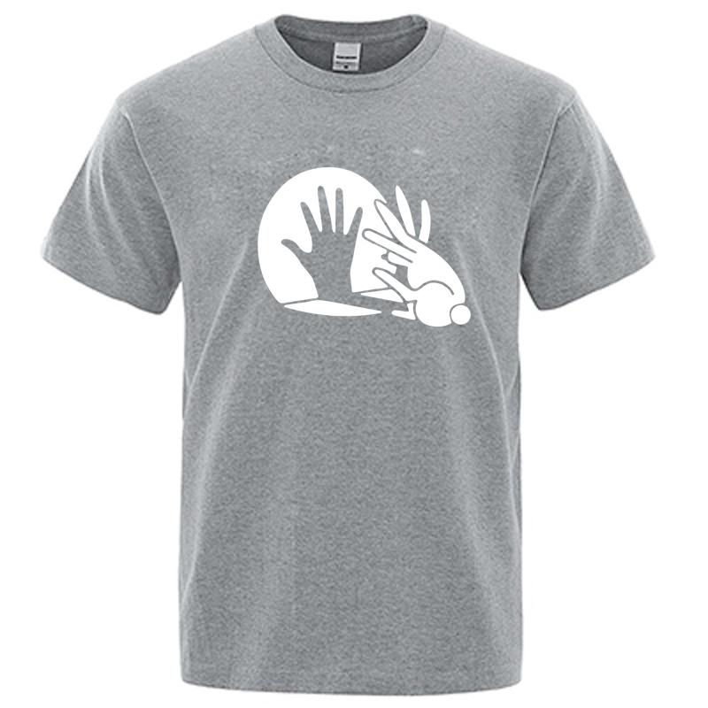

Men s Cotton Funny Shadow Puppet Design Print Summer Casual Loose O-neck for Male T-shirt Tops Tees XXXL сірий