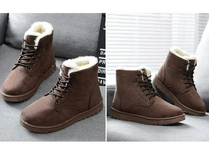 Dam Vinter Plysch Bomull Ankelstövlar - Tjocka, Varma, Casual Martin Stil