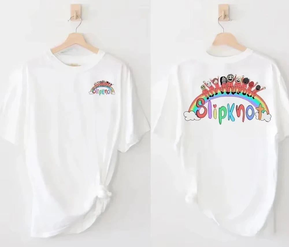 Mulheres Hip Hop Estético Gráfico Tshirts Y2k 2025 Vintage Slipknots Preparar Para Hell Tour Preto Tshirt Heavy Metal Rock Band