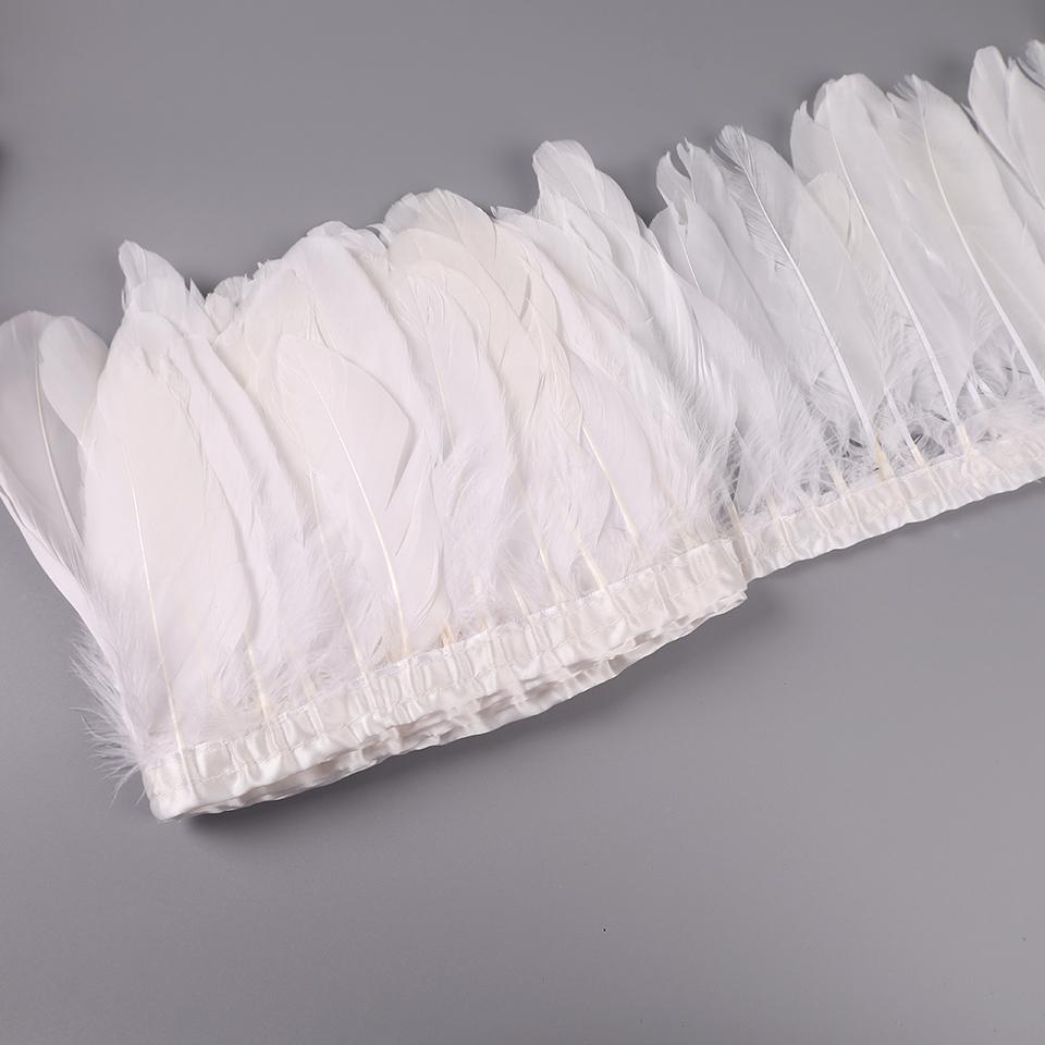 

Декоративные гусиные перья на ленте для рукоделия, карнавального декора, бахрома для одежды, шитья платьев, искусства и ремесел 2 Meters