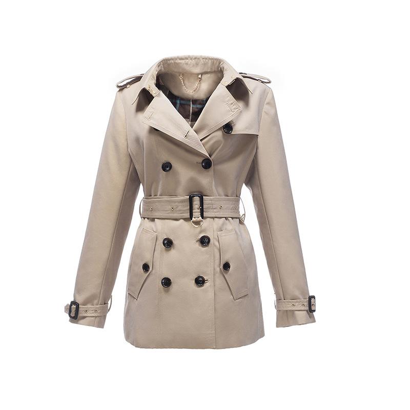 Feminine Slim Short Double Breasted Windbreaker Slim Jacket
