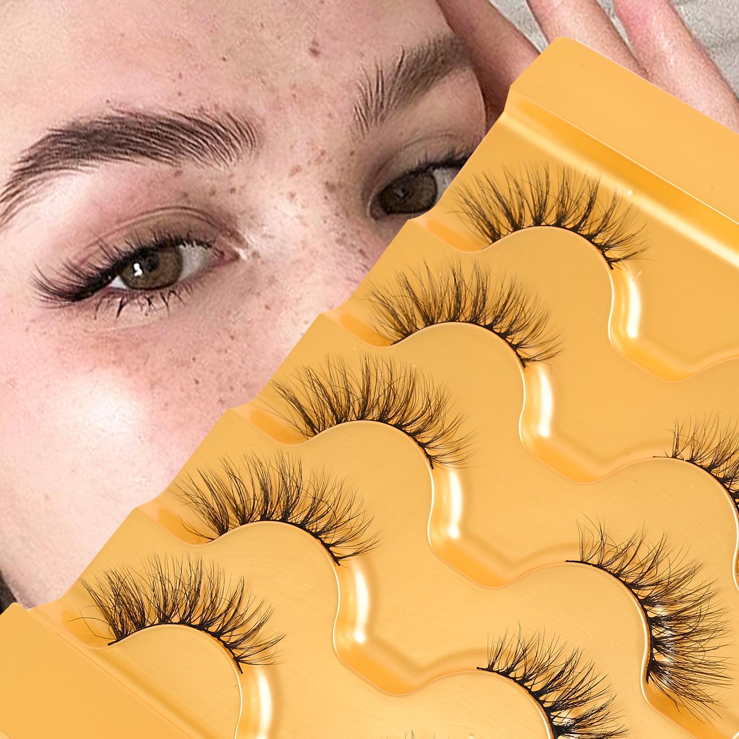 

5 Pairs Multi-Layered Fox Eye Half-Eye 5D Black Fluffy False Eyelashes