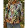 Women's 3D Plant Print T-shirt Fashion Long Sleeve Round Neck Regular Tops Holiday Weekend Spring and Autumn