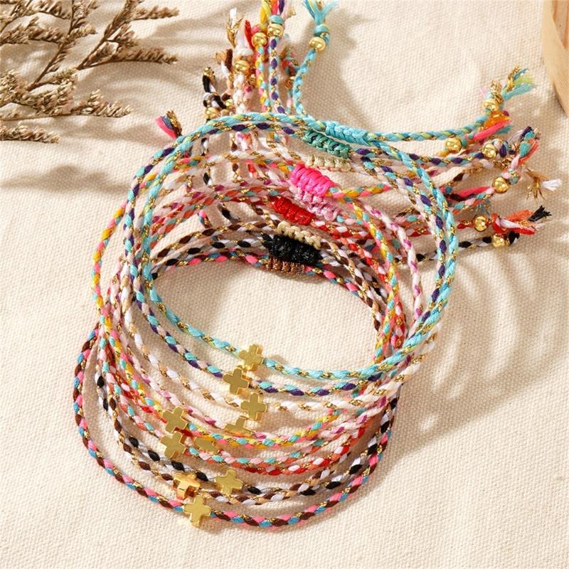 Trendiga bohemiska stilar Robust armband av bomullsrep med eleganta korshänge, för alla kön