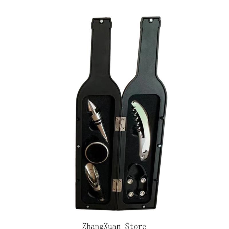 3XUF 5Piece Sturdy Stainless Steel Wine Opener Set Practical Corkscrew Accessories