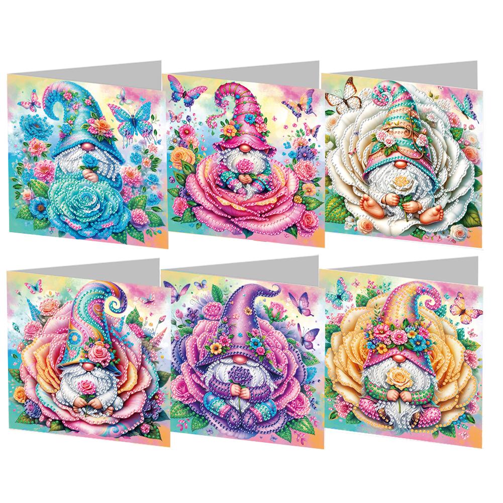 6pcs DIY Rhinestone Diamond Art Mosaic Postcards Diamond Art Handmade Cards Creative Christmas Birthday & Thanksgiving Card Kits