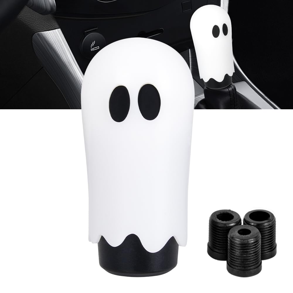 MUTEKI Car Shift Halloween Oni Universal Gear Shift Knob Compatible with MT and AT Passenger and Includes 3 Adapters Knob, Ghost/Cute Style,