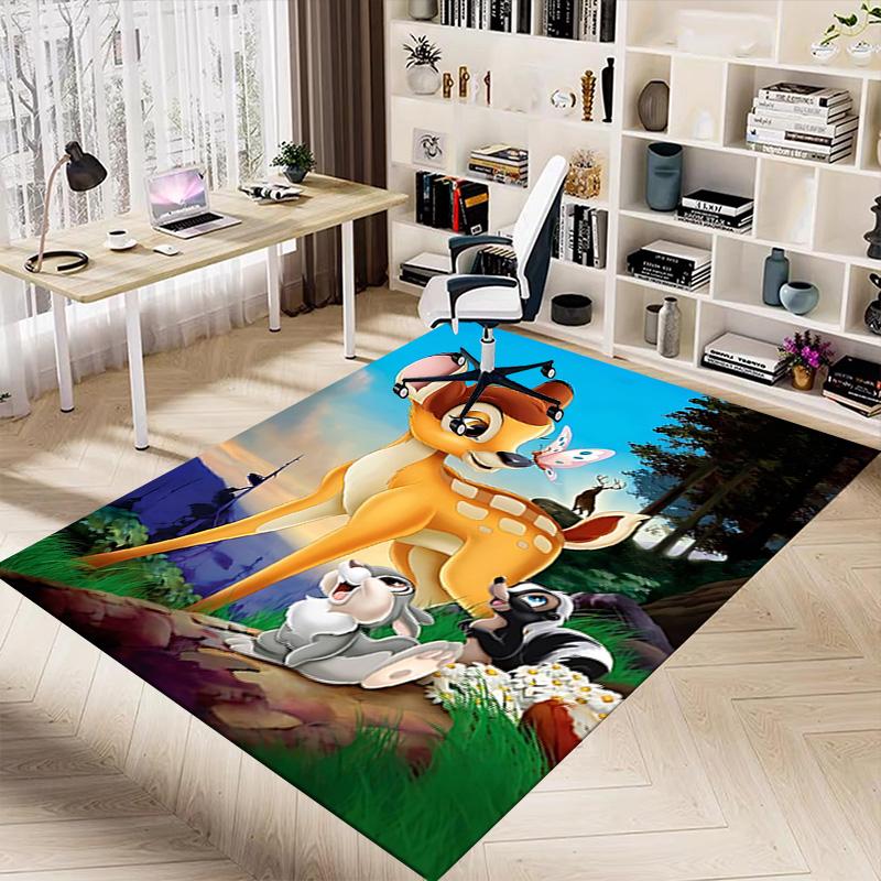 1pc Bambis Journey Through Forest Carpet for Playroom Bedroom Living Room Sofa Home Decor,kids Game Area Rug Non-slip Floor Mat Y72932