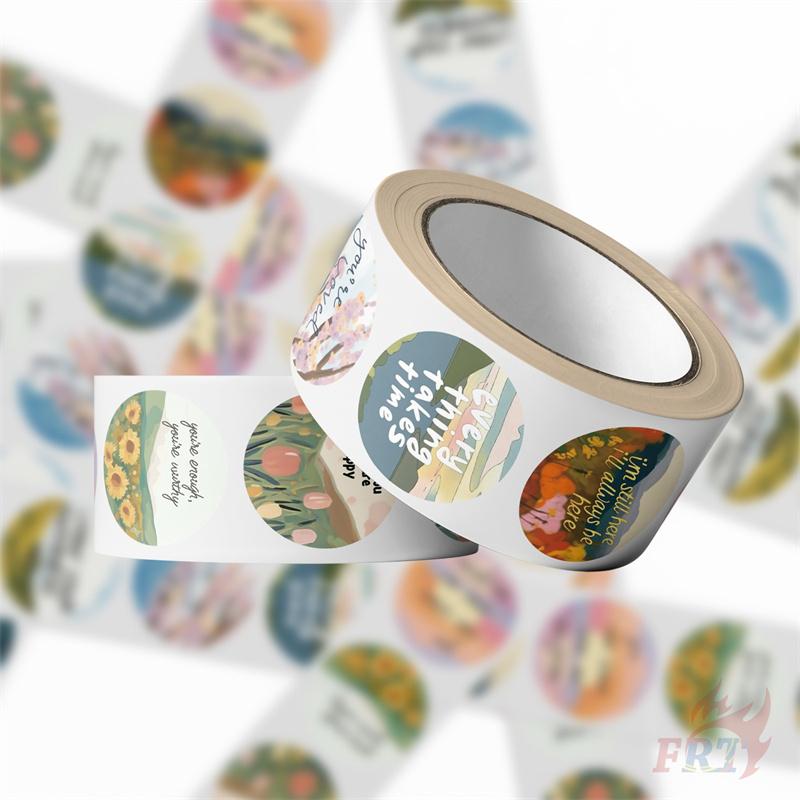 500Pcs/Roll Healing Scenery. Encouraging Words Kids Rewards Stickers - DIY Scrapbooks Album Decor Sealing Label Decals