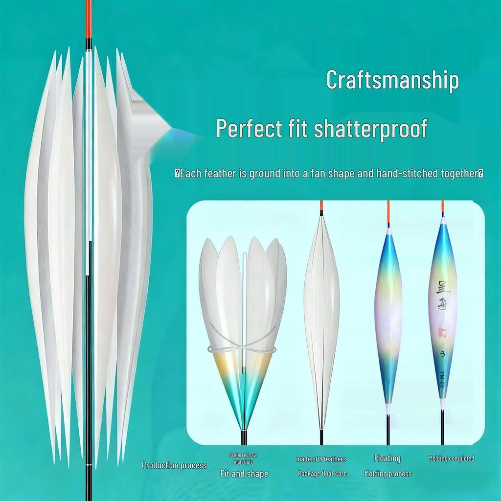 Wing Peacock Feather High-Sensitivity Fishing Float for Crucian Carp - Eye-Catching, Thickened, and Smooth Real Feather Design