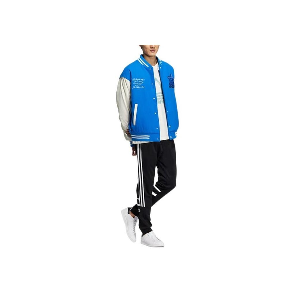 Adidas Originals Trefoil Letter Logo Print Casual Sports Jacket Men Jackets Blue IA3900