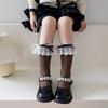 Lolita Princess White Lace Socks Children Spring Autumn Cotton Socks Korean Girl Bow Long Socks Solid Color Kids Knit Stockings