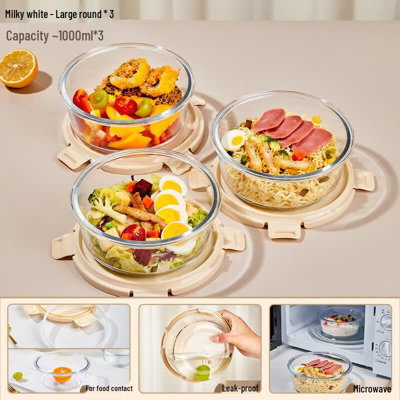 Qiwei Round Glass Microwave-Safe Food Container