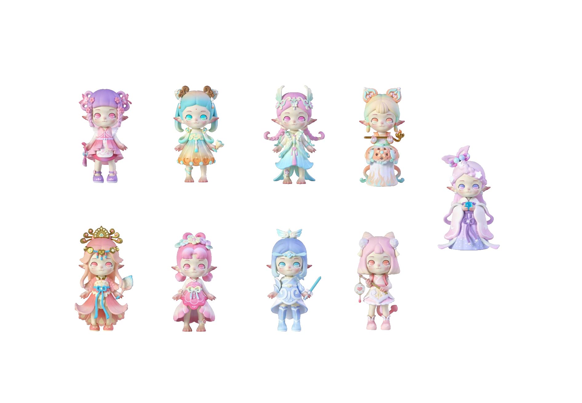 

SIMONTOYS ROOYIE Treasure Fairy Series PVC ABS Trading Box of 9 & Figures, зелёный