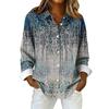Women's Fashionable Casual Printed Long-Sleeved Button-Up Shirt