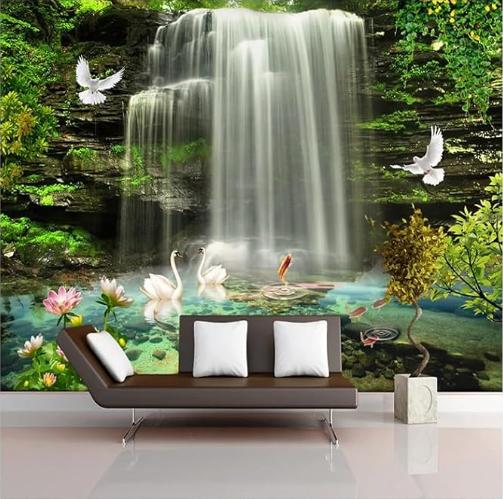 

3d Wall Mural Nature Scenery Wallpaper Waterfall Mural Living Room Bedroom Home Decoration Wallpaper 200 cm(W) x 140 cm(H)