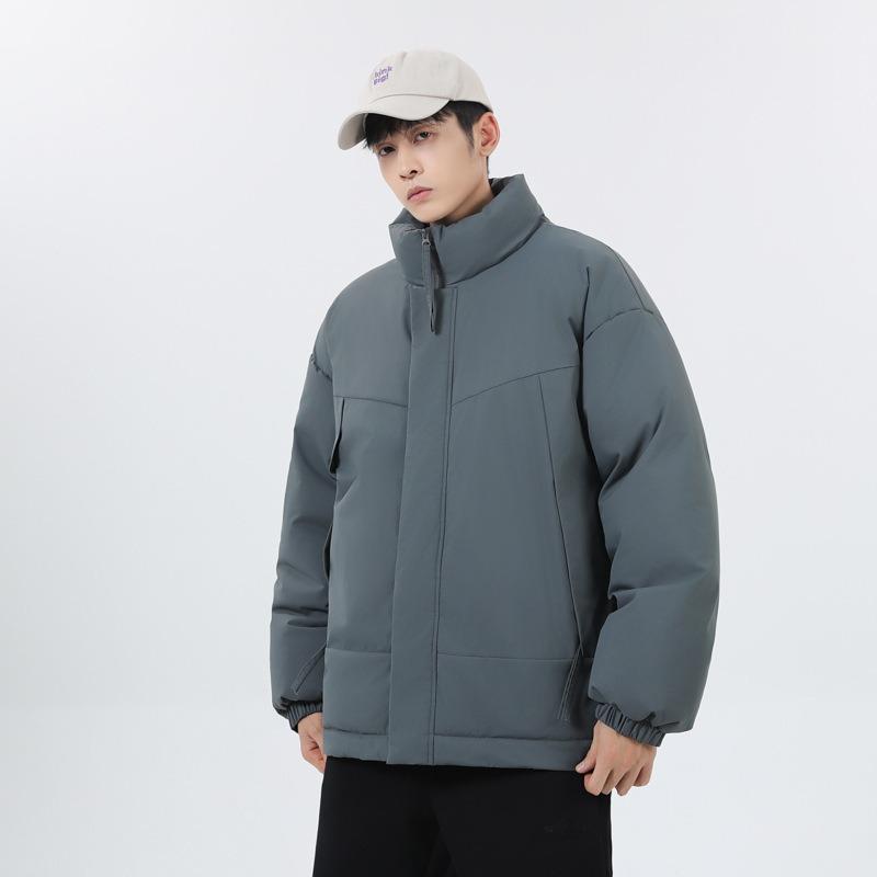 Stand-up Collar Cotton Clothes Men's Winter Loose Warm Bread Clothes Green Trend Casual Cotton-padded Jacket