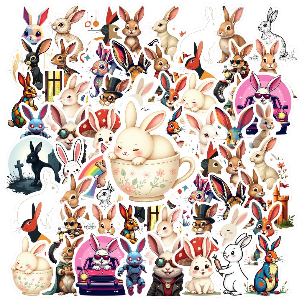 35-50pcs Cute Bunny Sticker Rainbows Mushrooms Waterproof Graffiti Easter Decorations Diy Luggage Laptop Cup Phone Diary Book