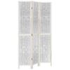 Vidaxl Room Divider, 3-Panel, White, Solid Paulownia Wood