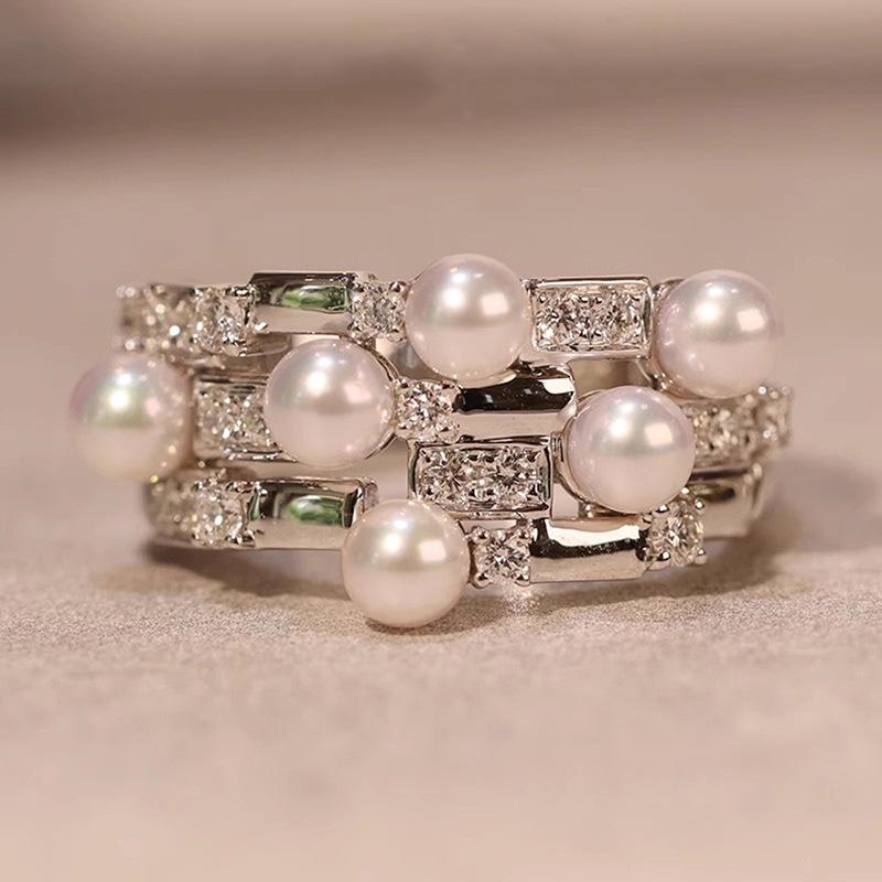 French romantic baroque pearl closed ring, girls wear ins index finger ring light luxury high-end ring