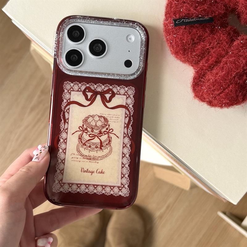 

Vintage Strawberry Cake Design Phone Case for iPhone 17, 16 Pro Max, 15, 14 - Girly Style iPhone 17 Pro Max