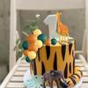 21PCS Realistic Safari Jungle Animal Cake Toppers Colorful Balls Cake Decorations for Wild Themed Birthday  Party Supplies