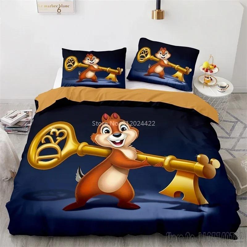 

Chip n Dale Little Squirrel Cartoon Love Child Duvet Cover Set HD Comforter Cover for Kids Bedding Sets Bedclothes Bedroom Decor 135x200cm