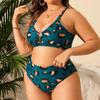 2024 Plus Size Leopard Print High Waist Bikini for Women