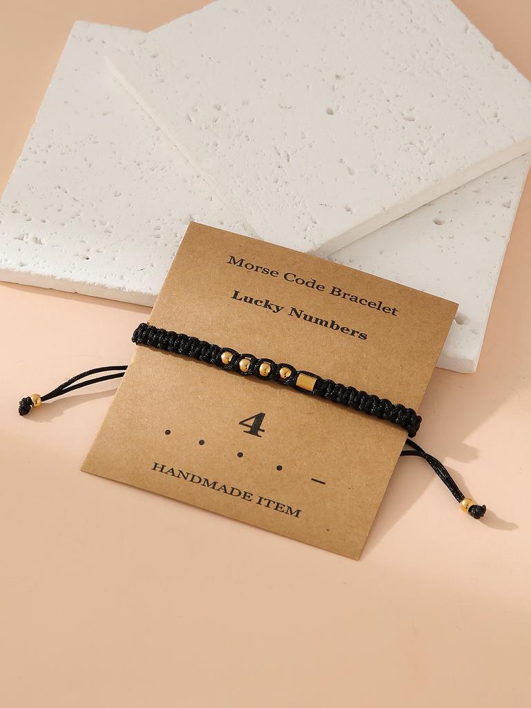 Handwoven Morse Code Number Flat Knot Bracelet Unisex Fashion Accessory