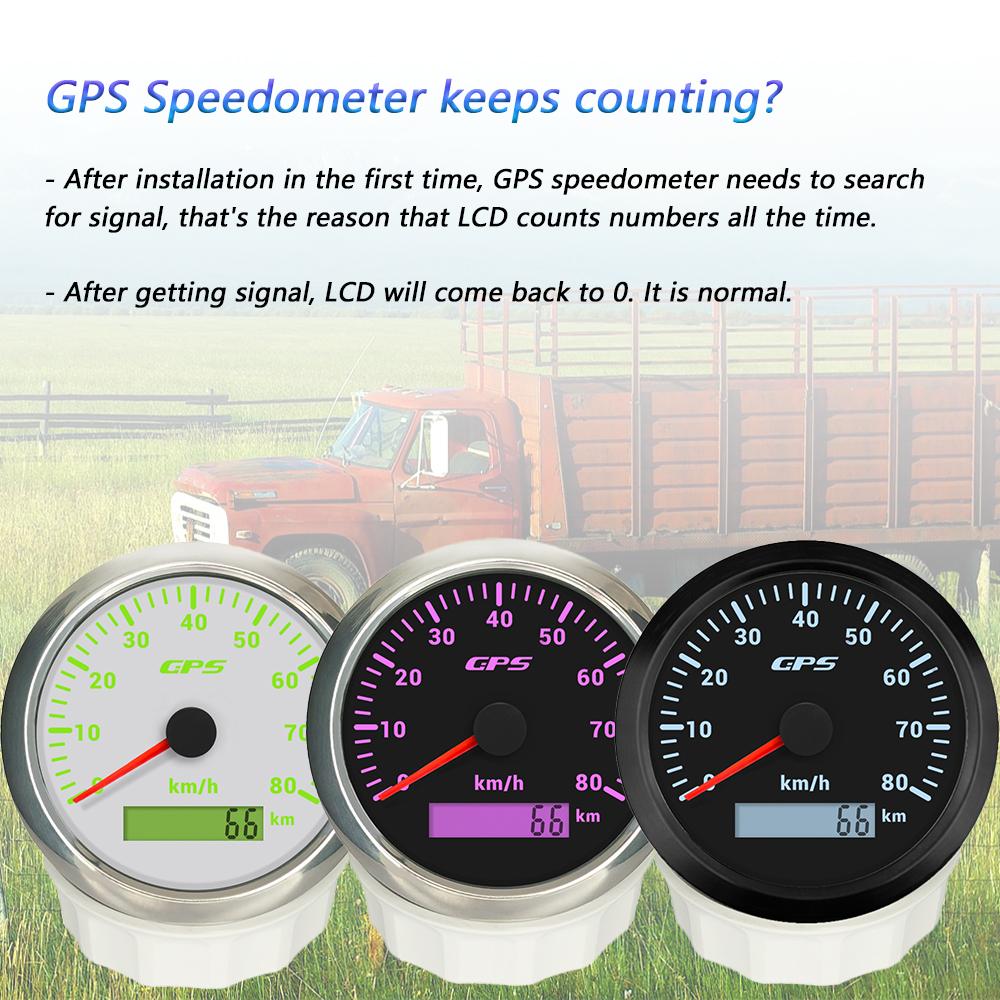 Rhaxel 85mm GPS Speedometer Odometer 0-80KM/H with GPS Antenna 7 Colors Backlight Speed Indicator for Motorboat Trucks