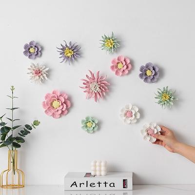 Creative Ceramic Flower Wall Mural Decoration Home Sofa TV Background Wall Hanging Crafts Store Hotel Porch Wall Sticker Decor