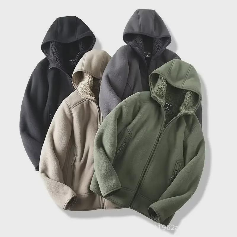 Men's High-Quality Thick Winter Velvet Hooded Jacket