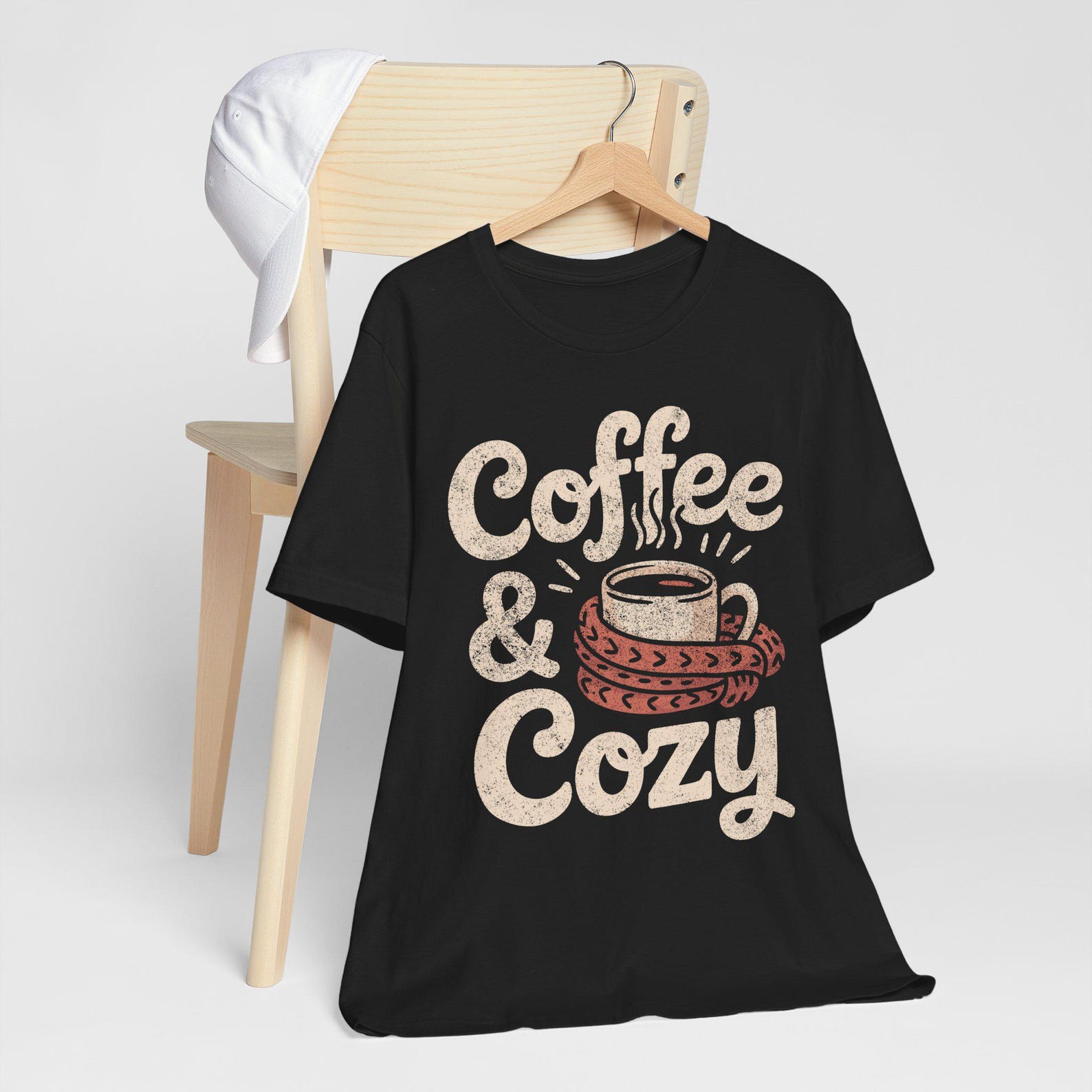 Coffee & Cozy Shirt, Sweater Weather Tee, Coffee Lover Gift, Cozy Fall Apparel, Rustic Mug, Cottagecore, Hygge 4XL