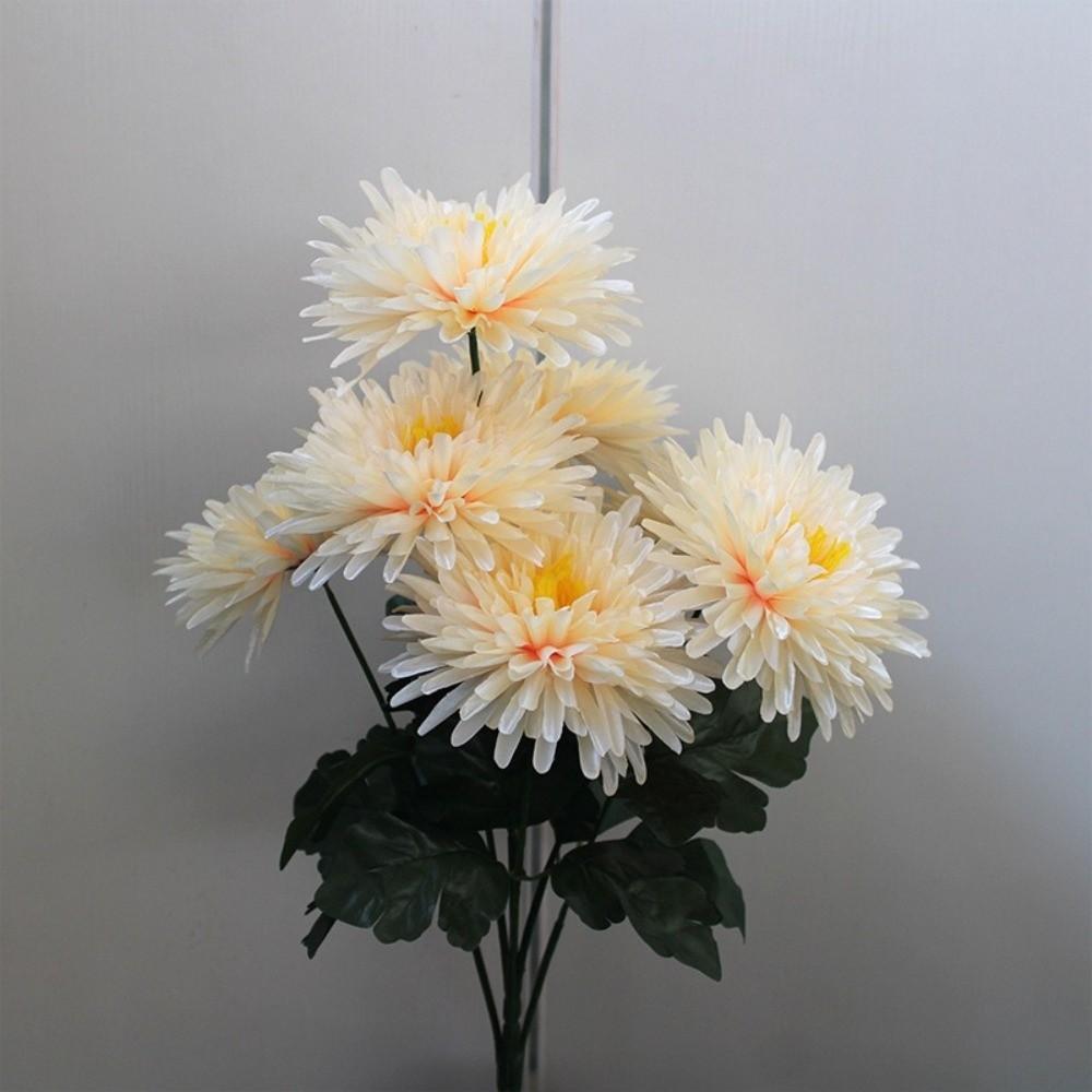 New 7 Heads Artificial Chrysanthemum Polychrome Large Fake Flower Anti-fading DIY Chrysanthemum Bouquet Home Decor