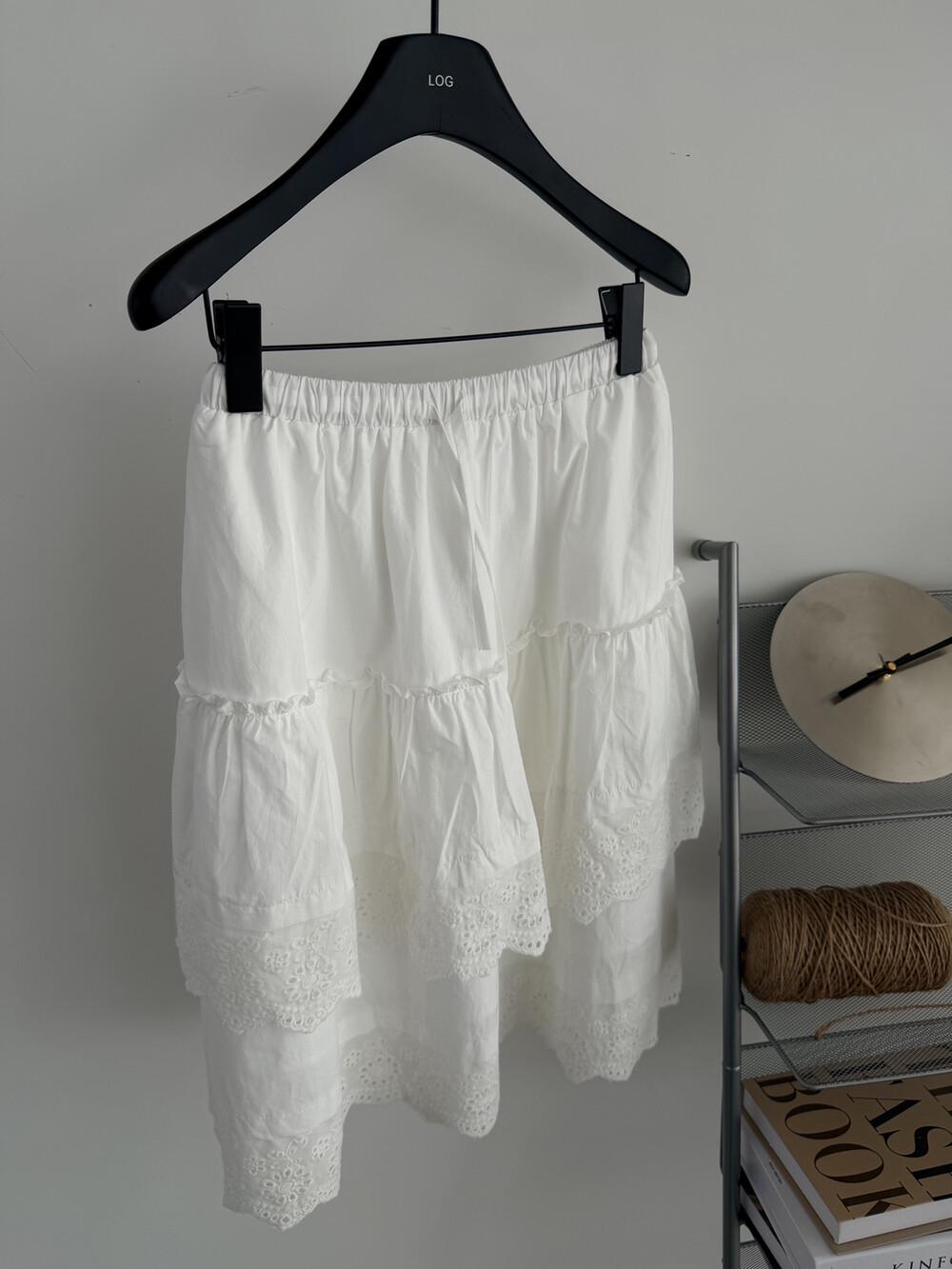 Elegant Lace Splicing High-Waist White Midi Skirt for Women - 2026 Season One Size белый
