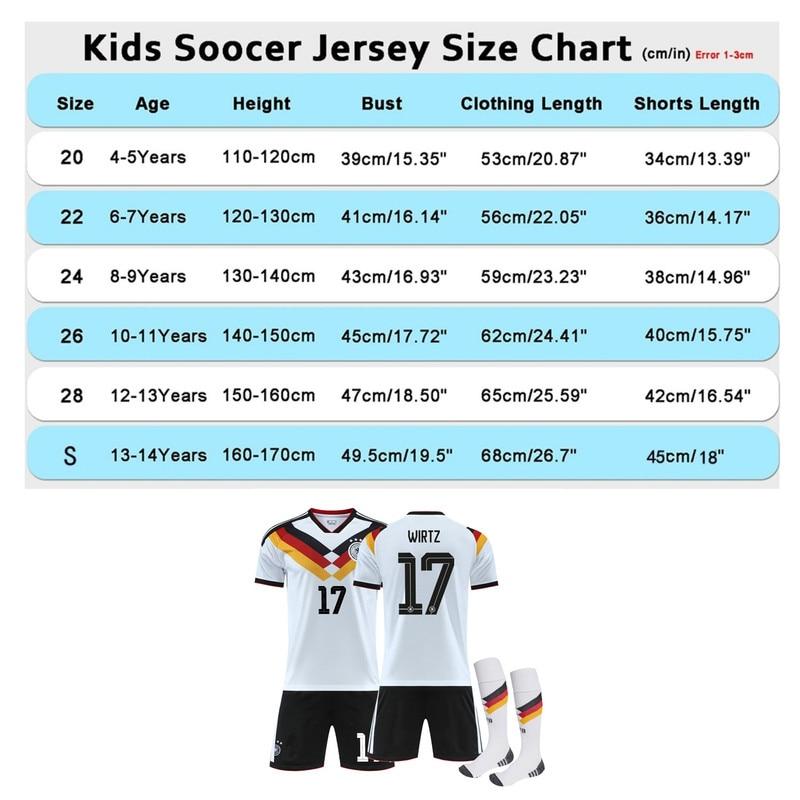 2026 Wirtz Germany Football Jersey No. 17 Kids Sportswear Breathable Polyester White
