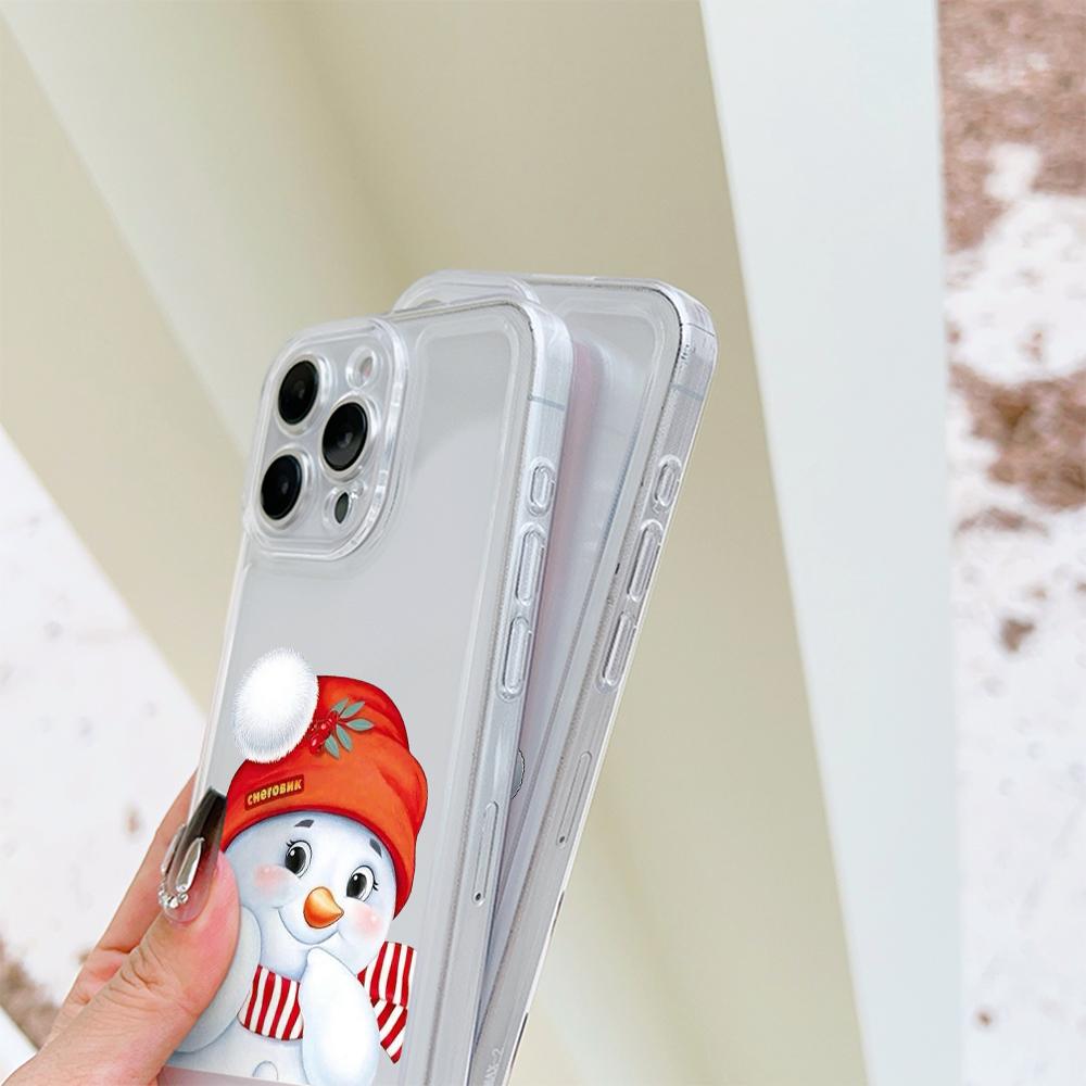 N98 Frohes neues Jahr Frohe Weihnachten Hochwertige klare Telefonhüllen für iPhone 16 15 Pro Max Samsung S23 A15 A35 Xiaomi Redmi Weiche stoßfeste Rückseite