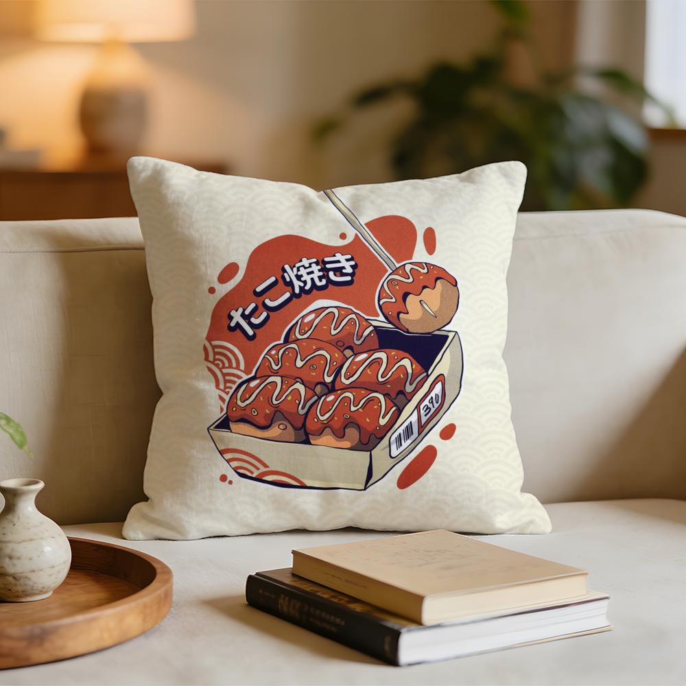 Takoyaki Japanese Food Cushion Cover Short plush pillowcase for bed sofa carwashable 30x30cm