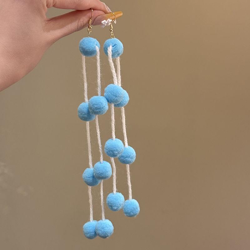 Vintage kontrastierende Blumen Perlen Quasten Ohrringe Sommer süßes Mädchen Herz Ohrringe Reise Foto Urlaubsstil Ohrringe